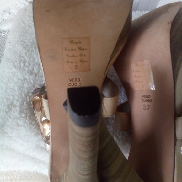 👜🕶Jean-Michel Cazabat Crystal Embellished Platform Heels Nude Size:7 - Picture 11 of 14